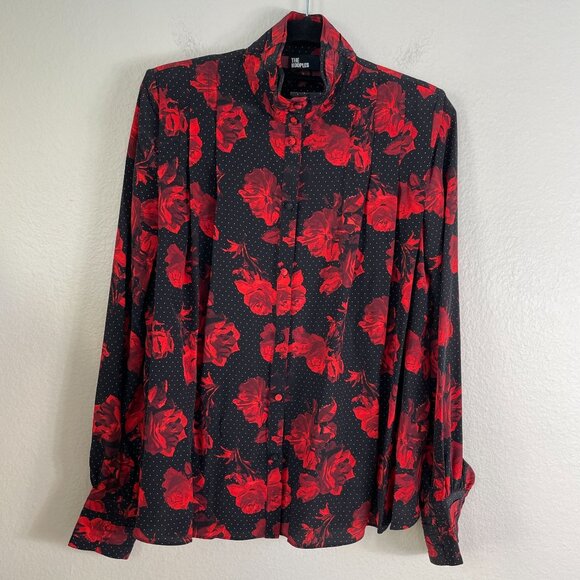The Kooples Red and Black Floral Blouse - Picture 11 of 16